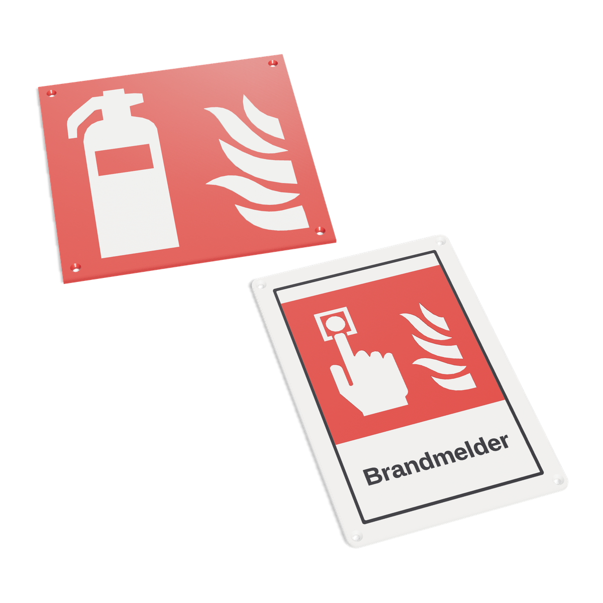 Brandschutzzeichen nach ISO 7010: Symbolschild und Kombischild mit Text